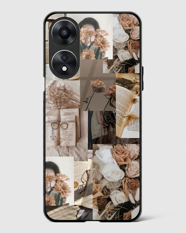 Shop Autumnal Floral Aesthetic Premium Glass Case for Oppo A78 5G-Front