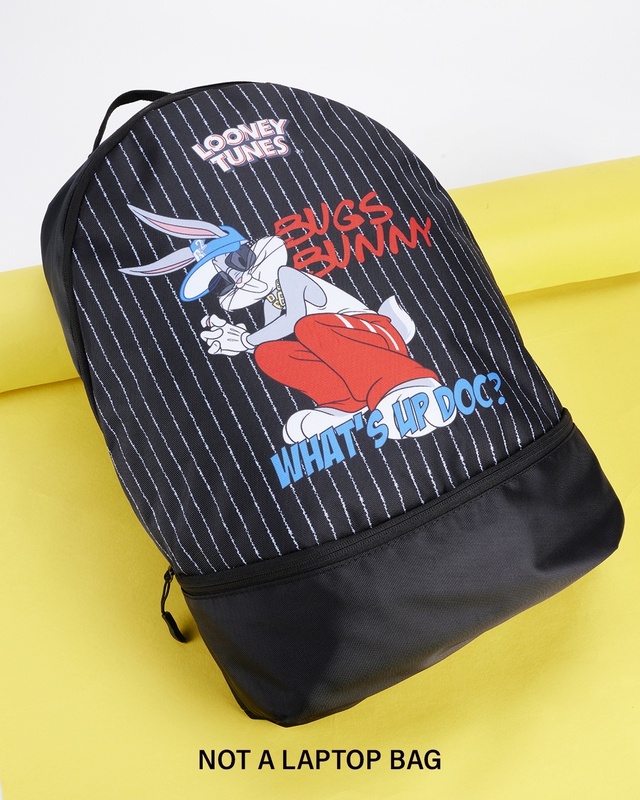 Shop Unisex Black Bad Bunny Bugs Graphic Printed Small Backpacks-Front