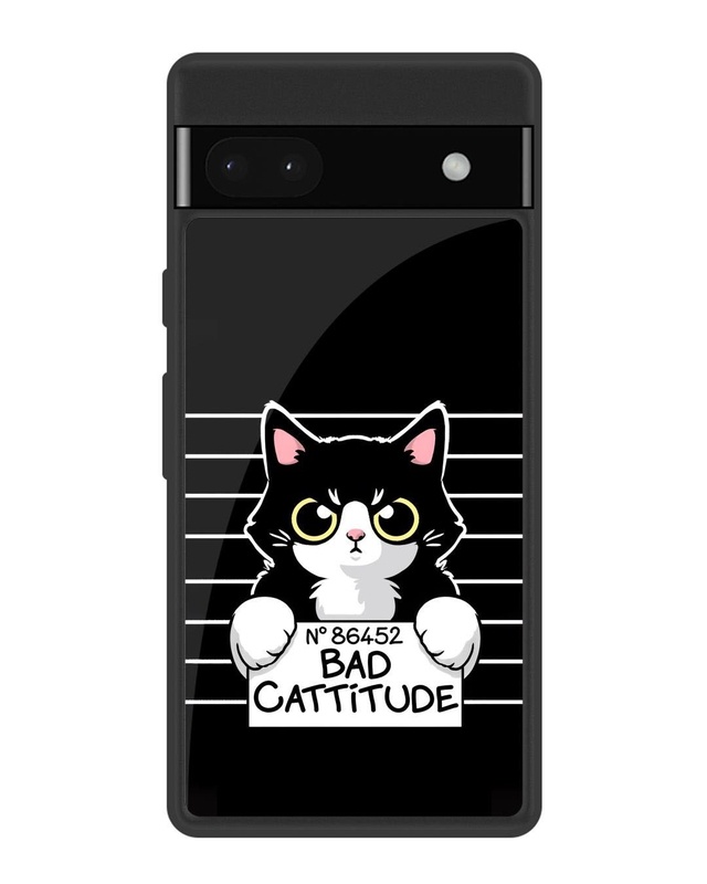 Bad Cat Attitude Premium Glass Cover for Google Pixel 6a (Shock Proof, Scratch Resistant)
