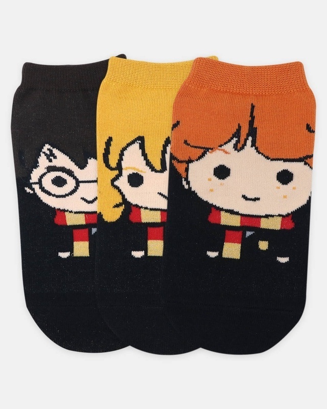 Shop Balenzia Harry Potter Gift Pack for Men Lowcut/Crew Socks (Pack of 3)-Front
