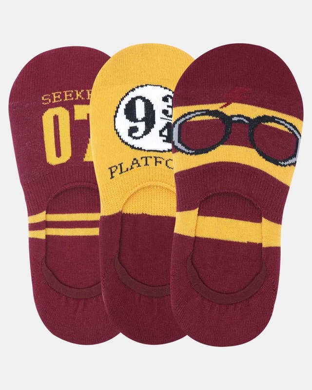 Shop Balenzia Harry Potter Low Cut/ Crew Socks Gift Pack for Men (Pack of 3)-Front
