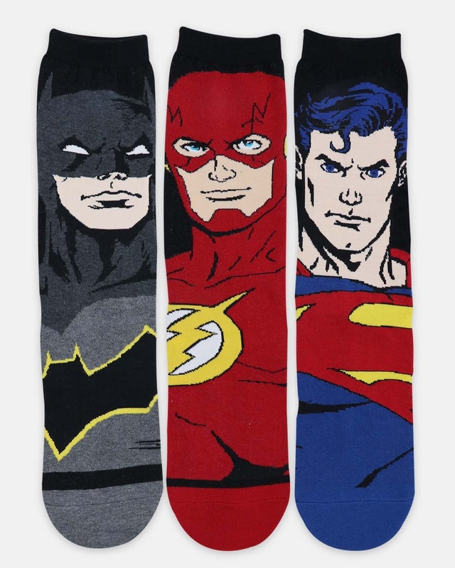 Shop Balenzia Justice League Men's Character Special Addition Socks Combo (Pack of 3)-Front