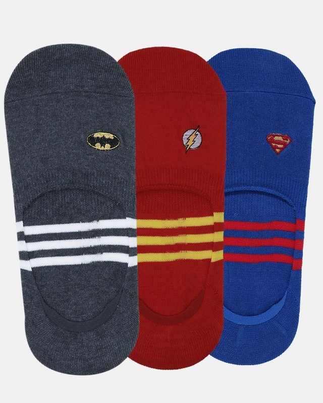 Shop Balenzia Justice League Men's Cotton Loafer Socks Combo (Pack of 3)-Front