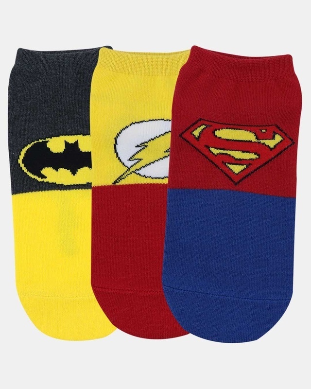 Shop Balenzia Justice League Men's Cotton Low Cut Socks Combo (Pack of 3)-Front