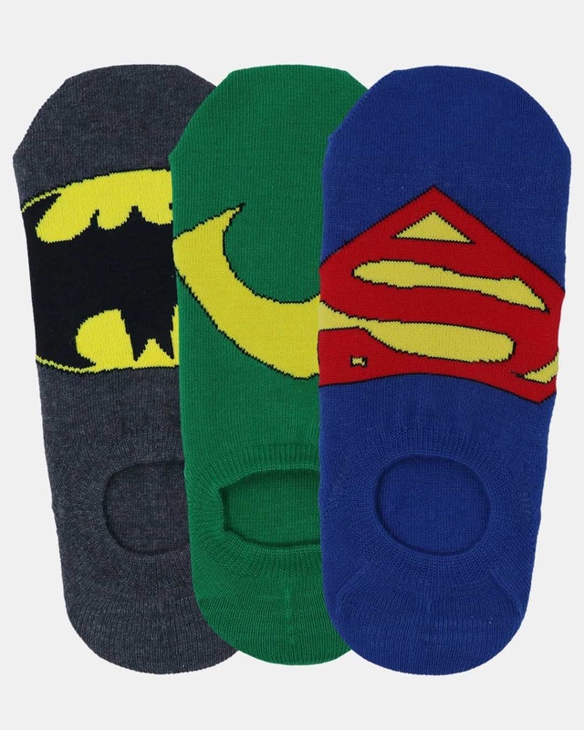 Shop Balenzia Justice League Men's Cotton Sneaker Socks Combo (Pack of 3)-Front