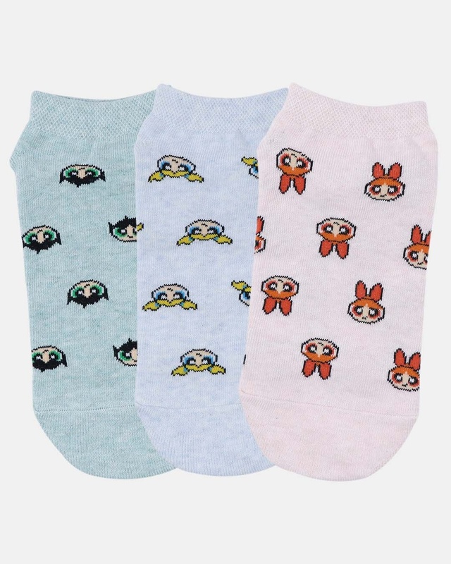 Shop Balenzia Powerpuff Girls Low Cut Women Cotton Socks (Pack of 3)-Front