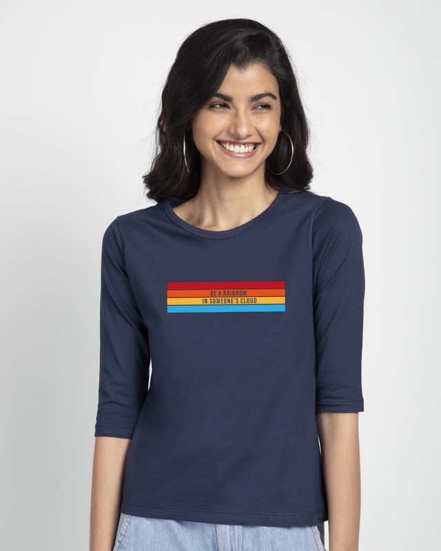 Shop Be A Rainbow Round Neck 3/4th Sleeve T-Shirt-Front