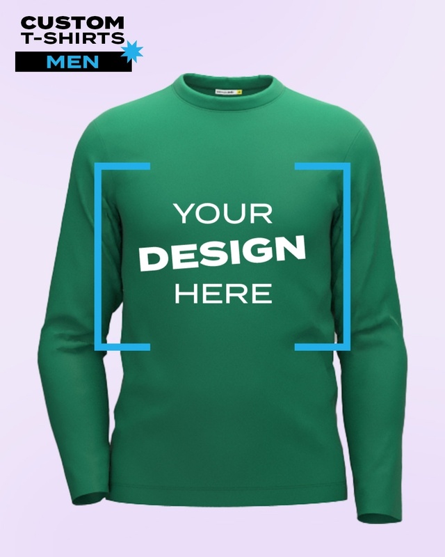 Shop Bewakoof Customizable Men's Green Full Sleeves T-Shirt-Front
