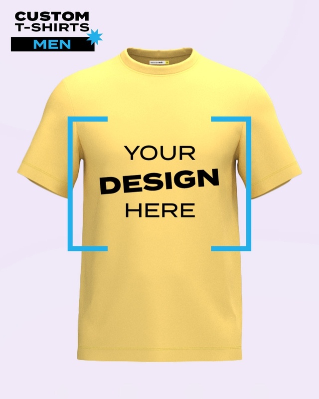 Shop Bewakoof Customizable Men's Yellow Half Sleeves T-Shirt-Front