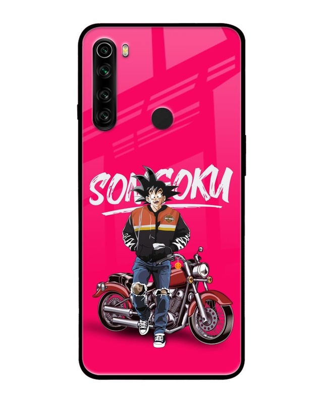 Shop Biker Goku Premium Glass Case for Redmi Note 8 (Shock Proof,Scratch Resistant)-Front