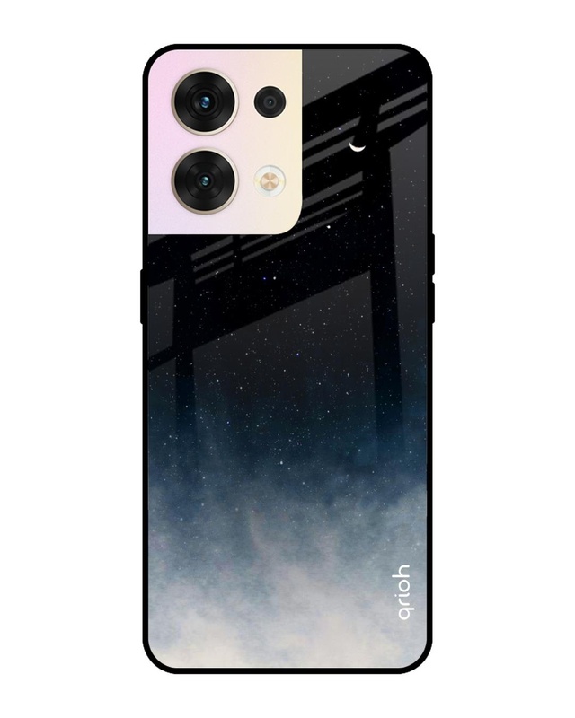 Shop Black Aura Printed Premium Glass Cover for Oppo Reno8 5G (Shockproof, Light Weight)-Front