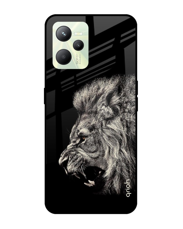 Shop Black Aura Printed Premium Glass Cover for Realme C35 (Shockproof, Light Weight)-Front