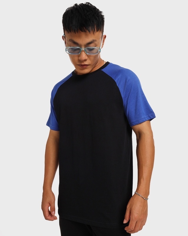 Shop Men's Black & Blue T-shirt-Front