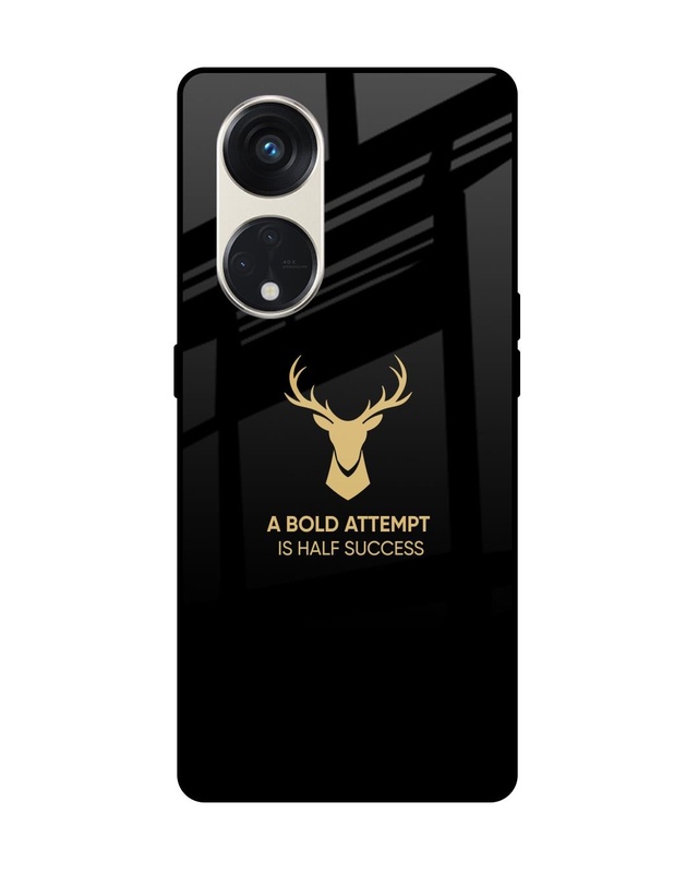 Shop Black Gold Deer Premium Glass Case for Oppo Reno8T 5G (Shock Proof, Scratch Resistant)-Front