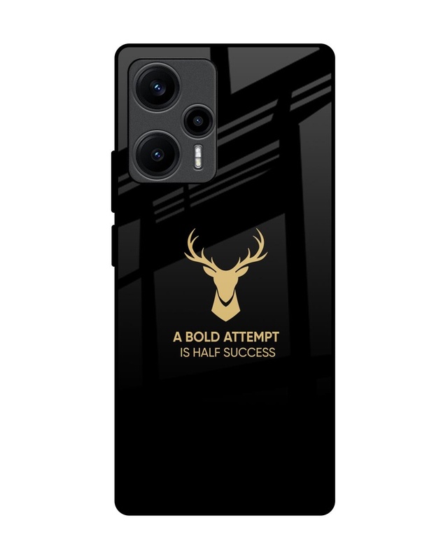 Shop Black Gold Deer Premium Glass Case for Poco F5 5G (Shock Proof, Scratch Resistant)-Front