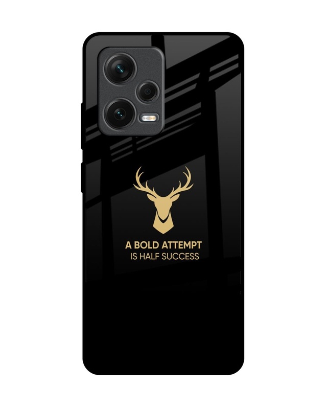 Shop Black Gold Deer Premium Glass Case for Redmi Note 12 Pro+ 5G (Shock Proof, Scratch Resistant)-Front