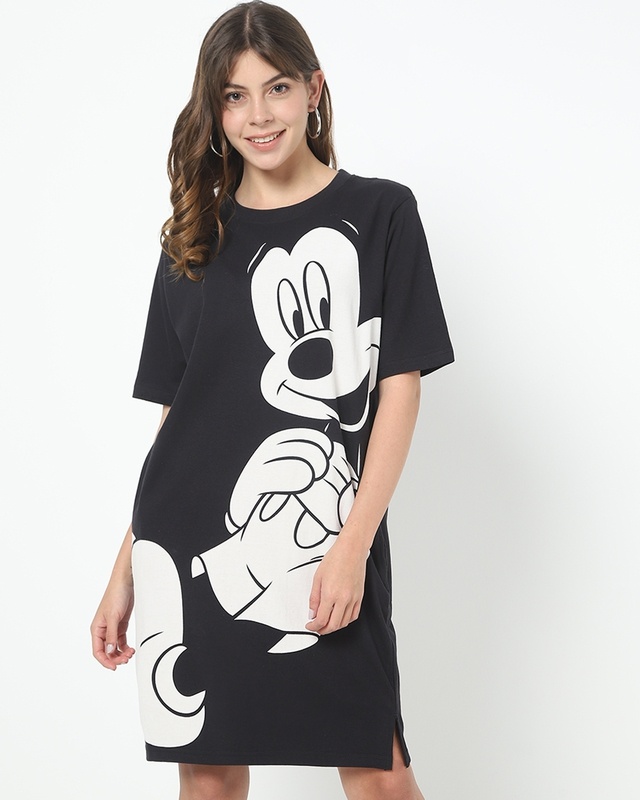 Shop Black Hyperprint T-shirt Dress-Front