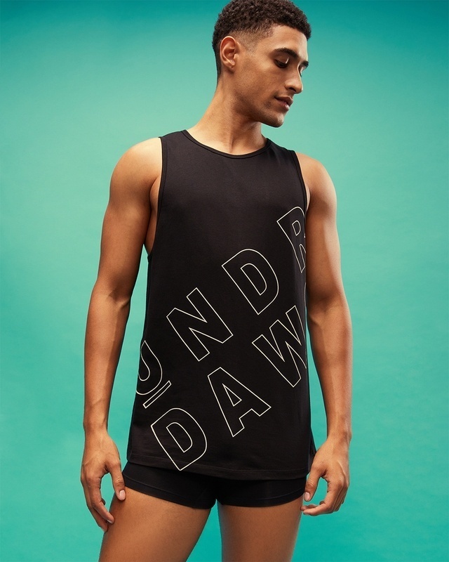 Shop Men's Black Underdawg Typography Relaxed Fit Vest-Front