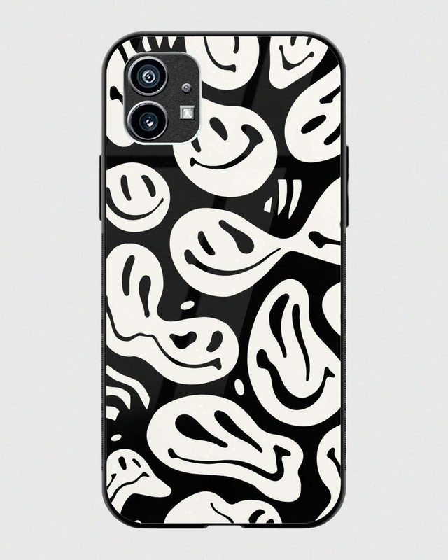 Shop Black & White Liquify Ghost Black Premium Glass Case for Nothing Phone (1)-Front