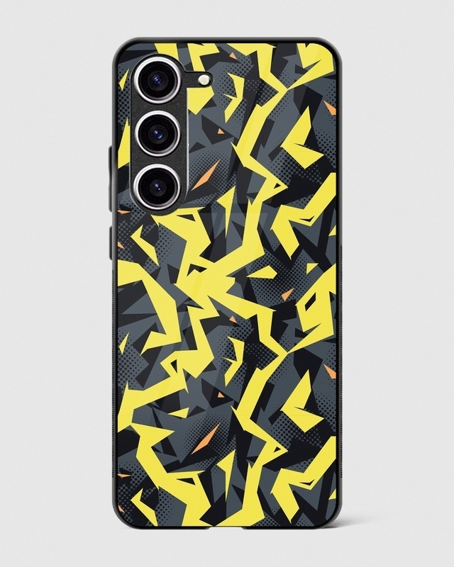 Shop Black Yellow Camo Premium Glass Case for Samsung Galaxy S23 5G-Front