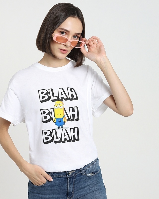 Shop Blah Minion Boyfriend T-shirt-Front