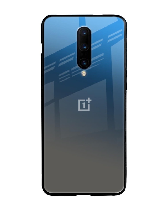 Shop Blue Grey Ombre Premium Glass Case for OnePlus 7 Pro (Shock Proof, Scratch Resistant)-Front