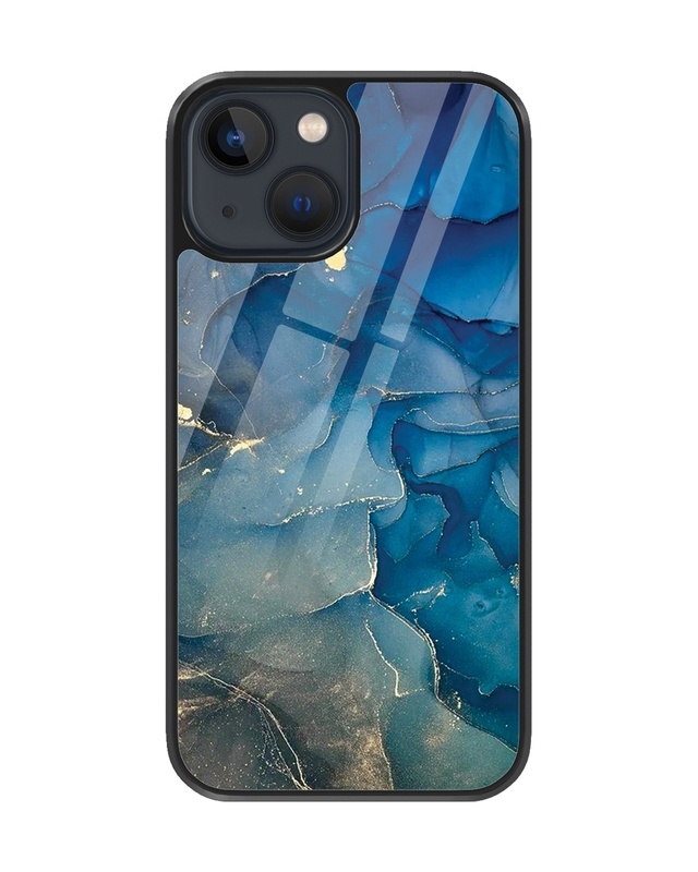 Shop Blue Resin Texture Premium Glass Cover for  Apple iPhone 13 mini-Front