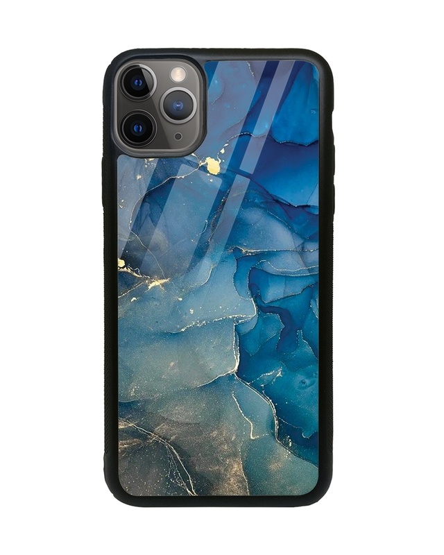 Shop Blue Resin Texture Premium Glass Cover for  iPhone 11 Pro Max-Front