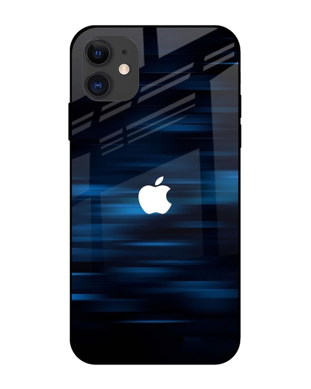 Shop Blue Rough Abstract Premium Glass Case for Apple iPhone 12(Shock Proof, Scratch Resistant)-Front