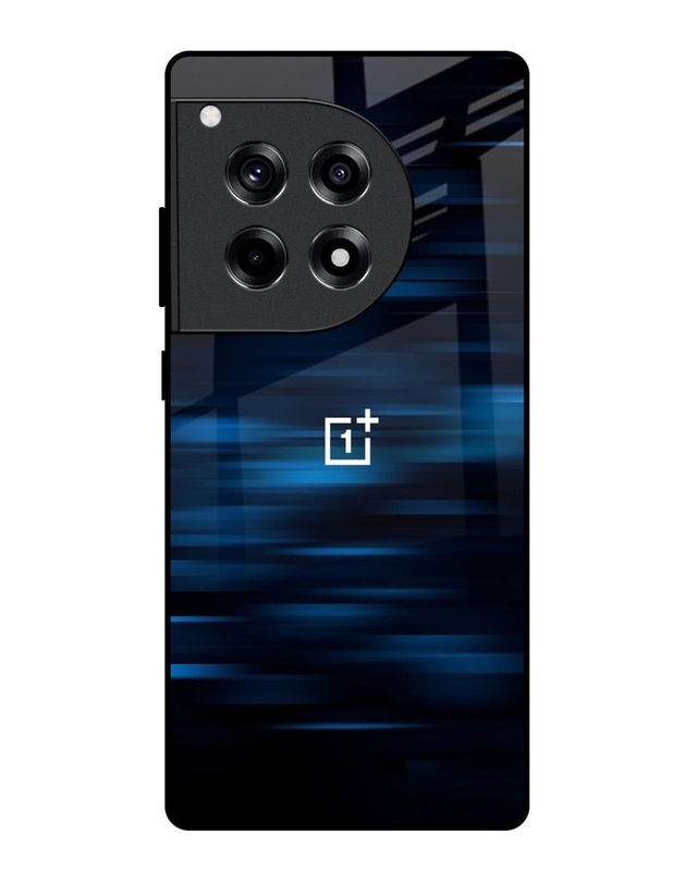 Shop Blue Rough Abstract Premium Glass Case for OnePlus 12R 5G(Shock Proof, Scratch Resistant)-Front