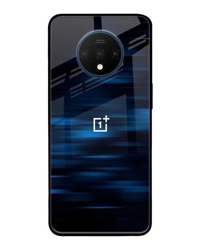Shop Blue Rough Abstract Premium Glass Case for OnePlus 7T(Shock Proof, Scratch Resistant)-Front