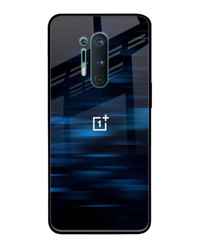 Shop Blue Rough Abstract Premium Glass Case for OnePlus 8 Pro(Shock Proof, Scratch Resistant)-Front