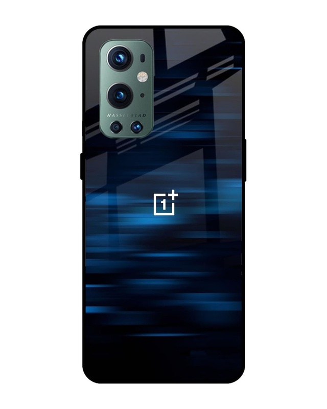 Shop Blue Rough Abstract Premium Glass Case for OnePlus 9 Pro(Shock Proof, Scratch Resistant)-Front