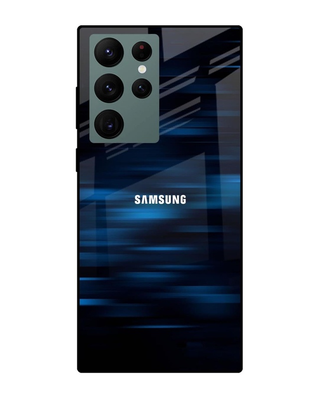 Shop Blue Rough Abstract Premium Glass Case for Samsung Galaxy S22 Ultra 5G-Front