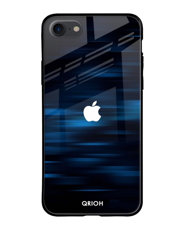 Shop Blue Rough Pastel Premium Glass Cover For iPhone SE 2020 (Impact Resistant, Matte Finish)-Front