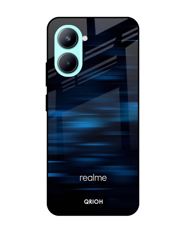 Shop Blue Rough Pastel Premium Glass Case for Realme C33 (Shock Proof,Scratch Resistant)-Front