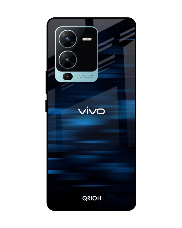 Shop Blue Rough Pastel Premium Glass Case for Vivo V25 Pro (Shock Proof,Scratch Resistant)-Front