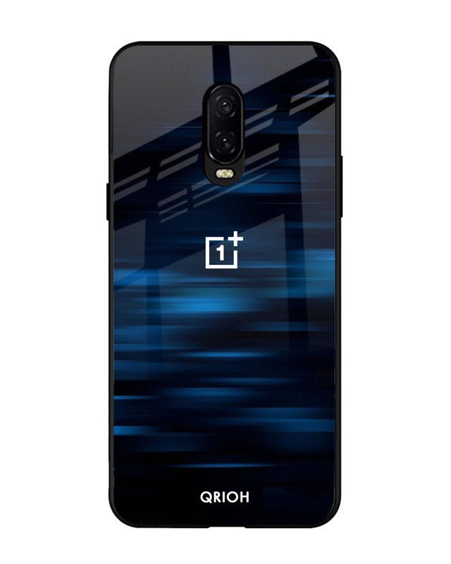 Shop Blue Rough Pastel Premium Glass Cover For OnePlus 6T (Impact Resistant, Matte Finish)-Front