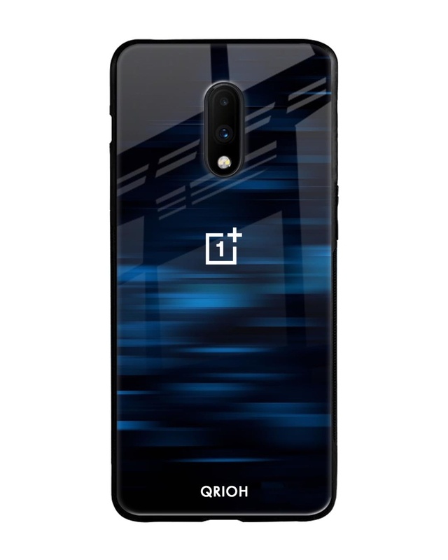 Shop Blue Rough Pastel Premium Glass Cover For OnePlus 7 (Impact Resistant, Matte Finish)-Front