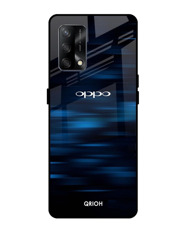 Shop Blue Rough Pastel Premium Glass Cover For Oppo F19 (Impact Resistant, Matte Finish)-Front