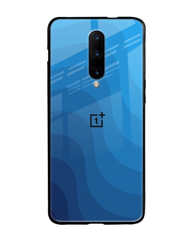 Shop Blue Wave Abstract Premium Glass Case for OnePlus 7 Pro (Shock Proof, Scratch Resistant)-Front
