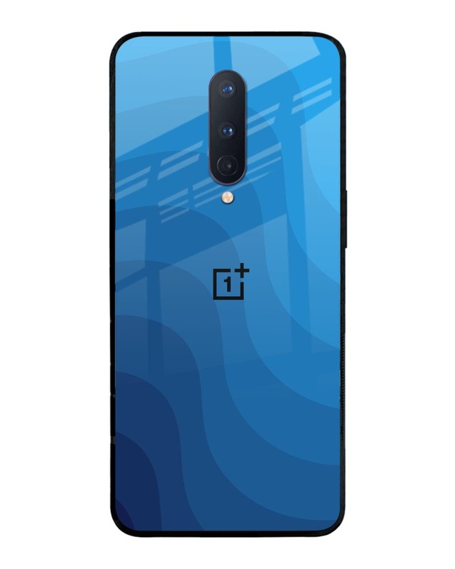 Shop Blue Wave Abstract Premium Glass Case for OnePlus 8 (Shock Proof, Scratch Resistant)-Front