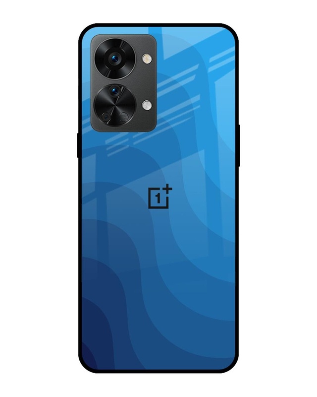 Shop Blue Wave Abstract Premium Glass Case for OnePlus Nord 2T 5G (Shock Proof, Scratch Resistant)-Front