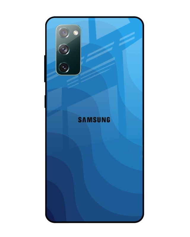 Shop Blue Wave Abstract Premium Glass Case for Samsung Galaxy S20 FE (Shock Proof, Scratch Resistant)-Front