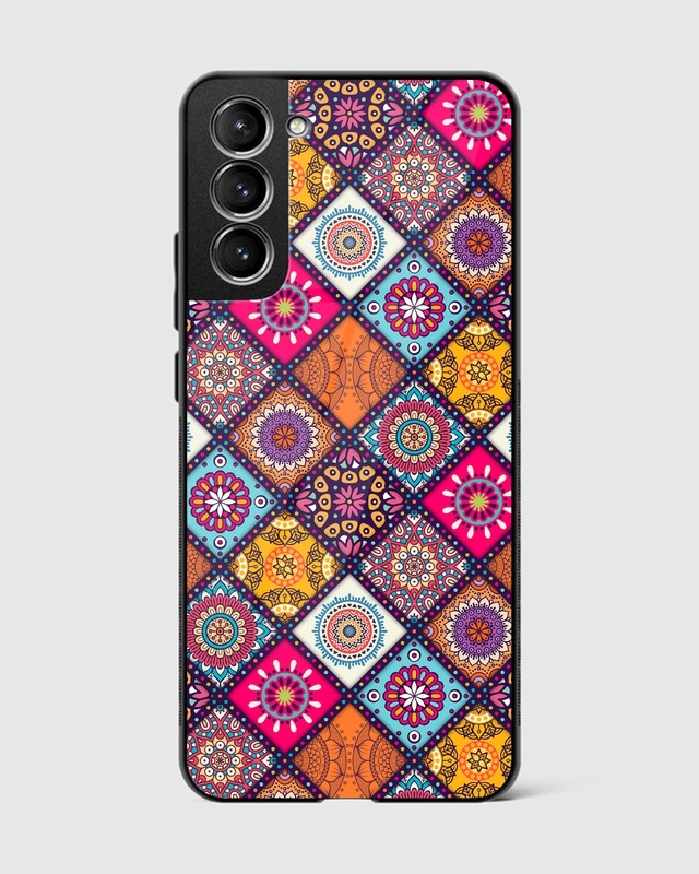 Shop Bohemian Hippie Mandala Print Premium Glass Case for Samsung Galaxy S21 FE 5G-Front