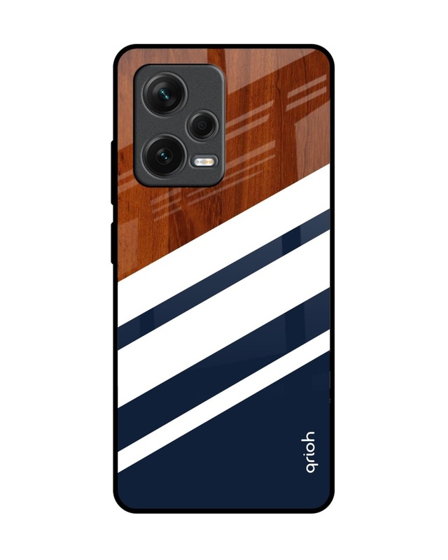 Shop Bold Stripes Premium Glass Case for Redmi Note 12 Pro+ 5G (Shock Proof, Scratch Resistant)-Front