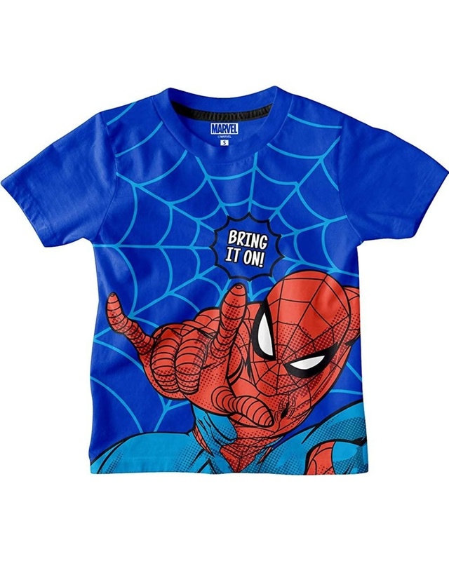 Shop Bonkids Boys Blue Bring it on Graphic Printed T-shirt-Front