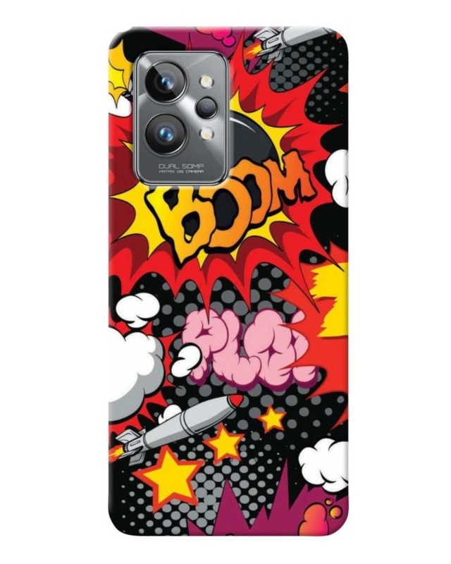Shop Boom Red Abstract Printed Designer Hard Cover For Realme Narzo 50 (Impact Resistant, Matte Finish)-Front
