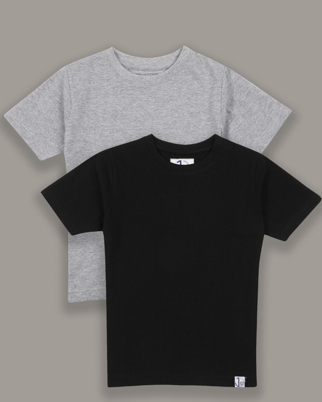 Shop Boys Black & Grey T-shirt (Pack of 2)-Front