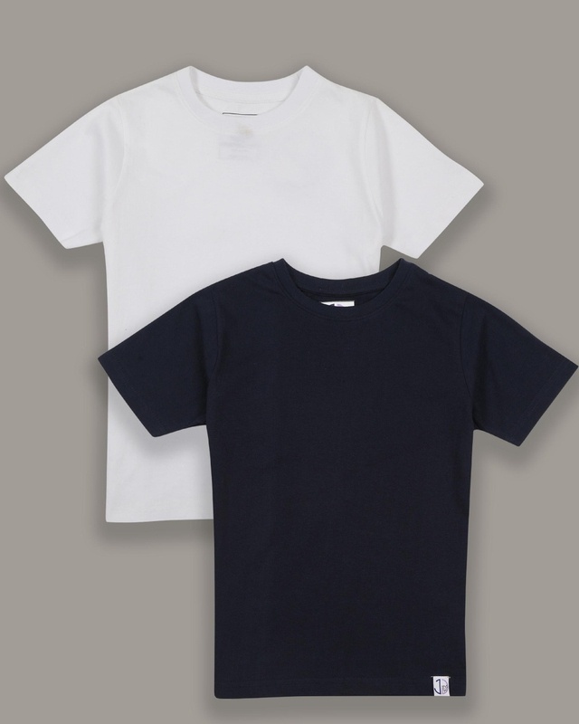 Shop Boys Blue & White T-shirt (Pack of 2)-Front